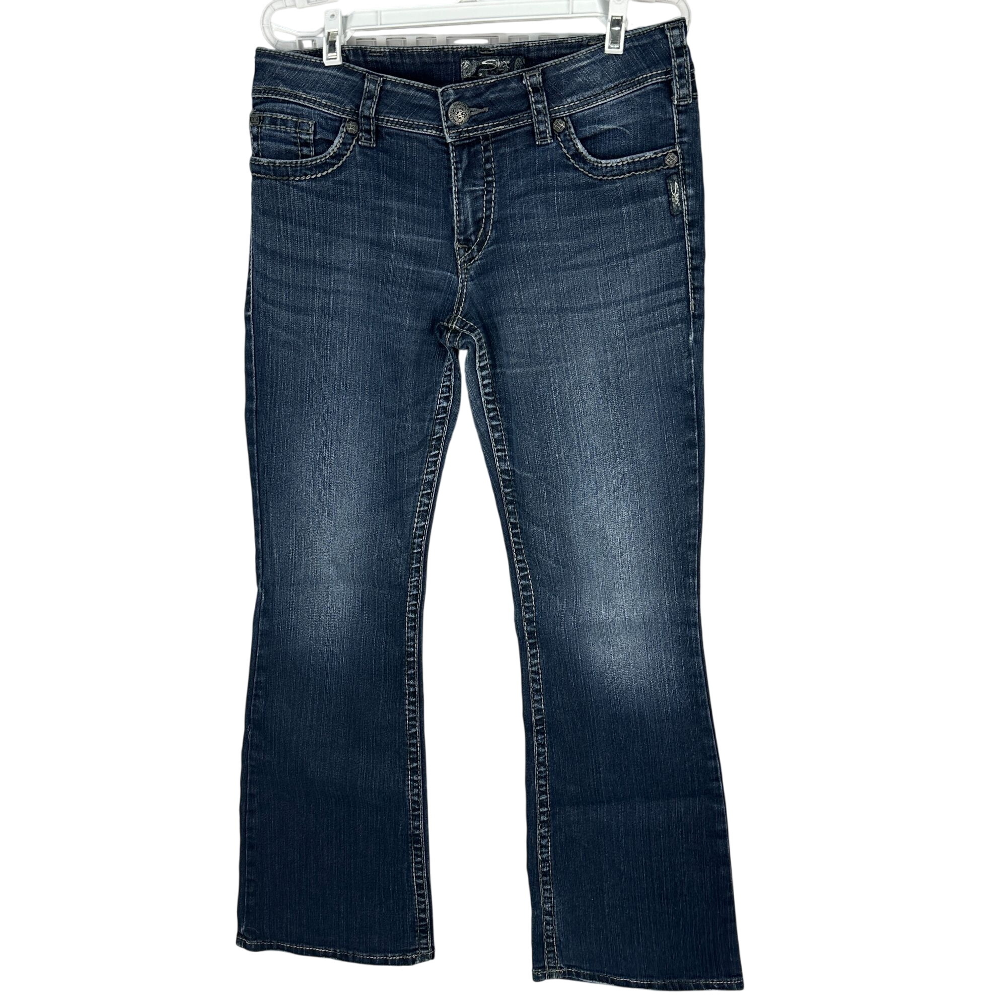 Silver Womens Suki Surplus Bootcut Jeans W31L32 Dark Wash Stretch Denim
